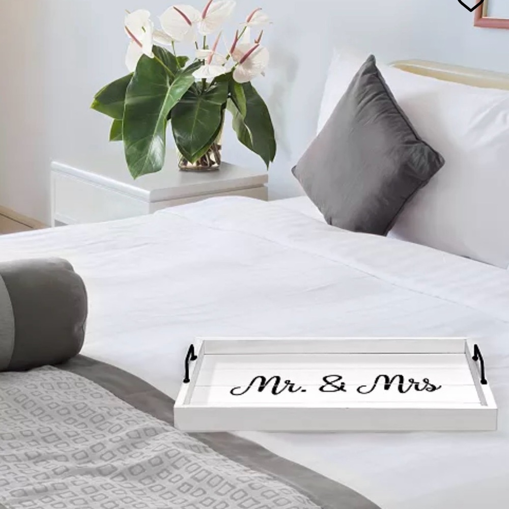 Mr. & Mrs. Wood Serving Tray with Handles. Perfect for special occasions. - Picture 3 of 5